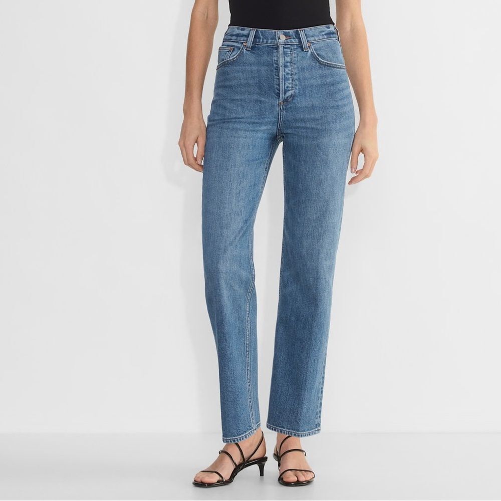Denim Forum The ‘90S Joni Hi-Rise Loose Blue Jeans sz 25 Classic Medium Wash